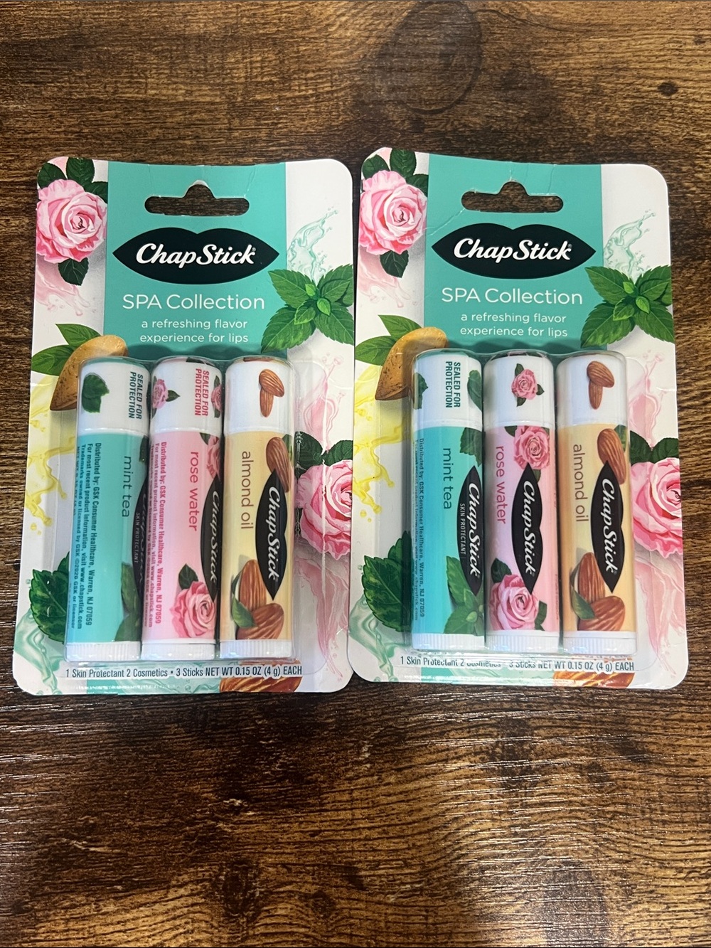 ChapStick Spa Collection Lip Balm Bundle 2 Packs Mint Tea Rose Water Almond Oil